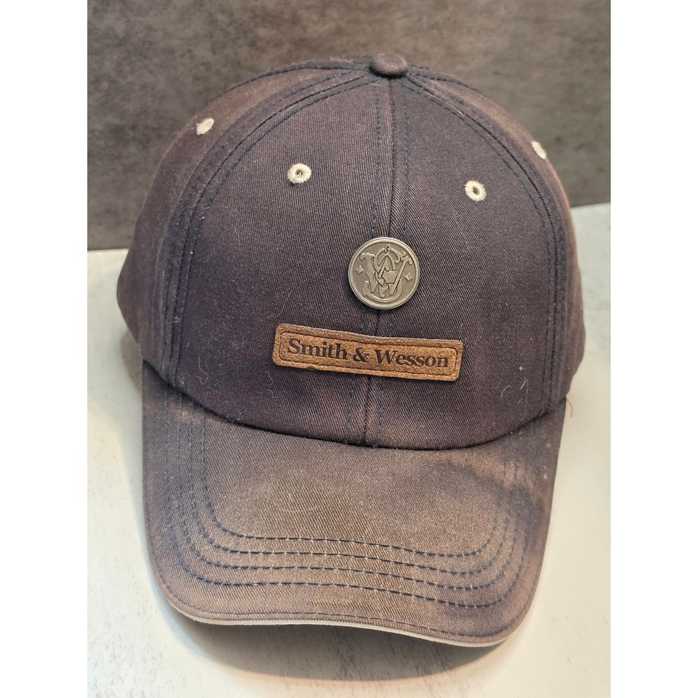 Smith & Wesson Men Navy Blue Faded Cotton Adjustable Baseball Hat Since 1852